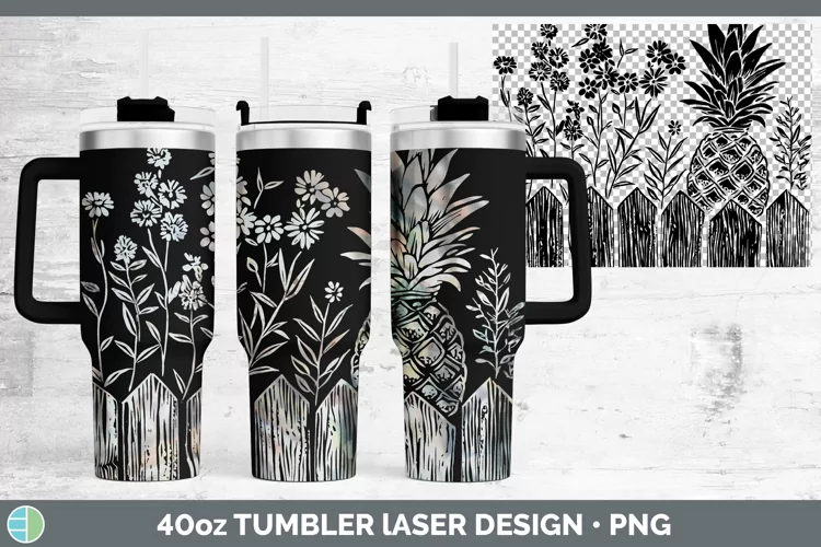 Cottage Pineapple Laser 40oz Tumbler Sublimation Tumbler Des