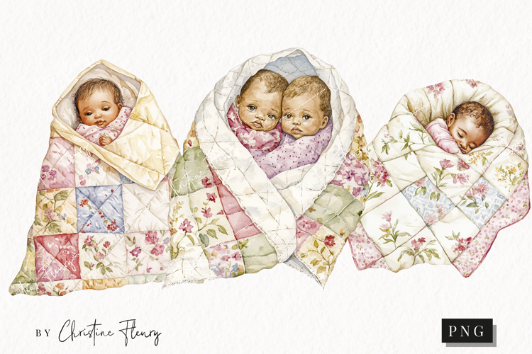 Quilted Baby Clipart | Cottagecore PNG