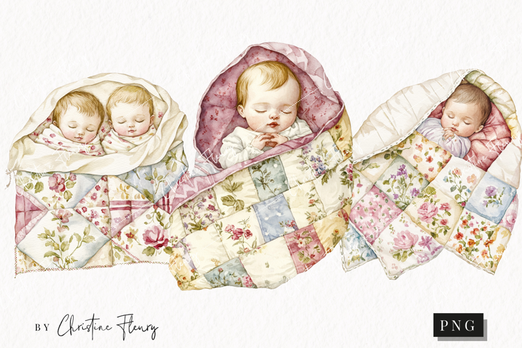 Quilted Baby Clipart | Cottagecore PNG