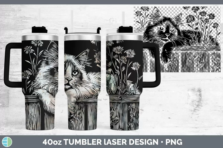 Cottage Ragdoll Cat Laser 40oz Tumbler Sublimation Tumbler D