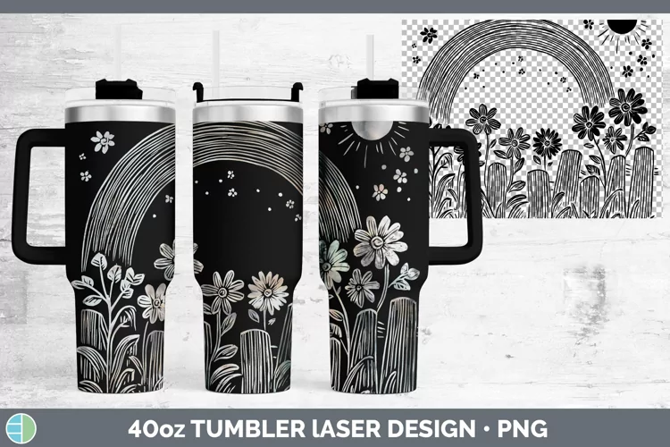Cottage Rainbow Laser 40oz Tumbler Sublimation Tumbler Desig