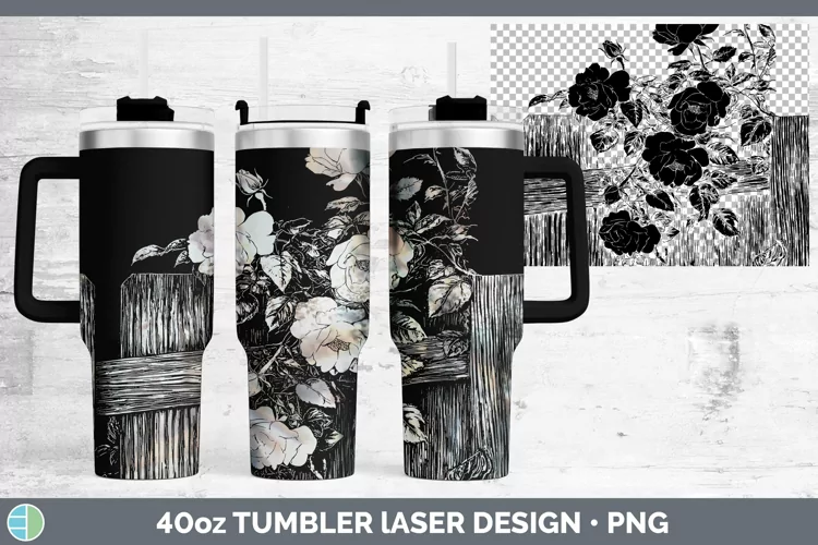 Cottage Rose Laser 40oz Tumbler Sublimation Tumbler Designs