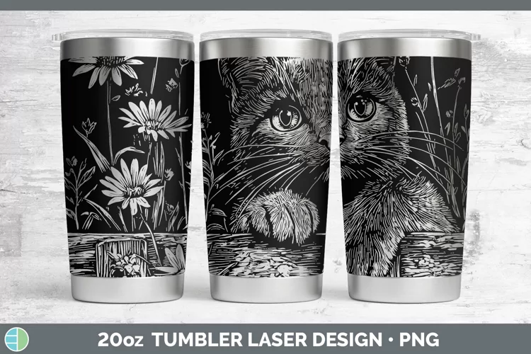 Cottage Russian Blue Cat Laser 20oz Tumbler Sublimation Tumb