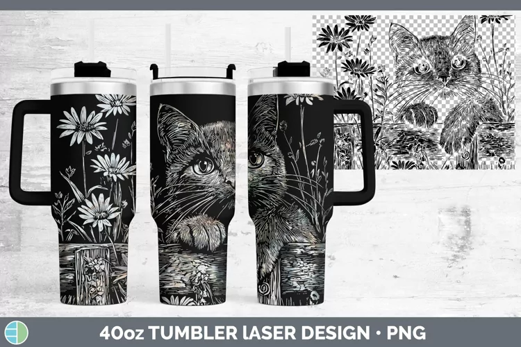 Cottage Russian Blue Cat Laser 40oz Tumbler Sublimation Tumb