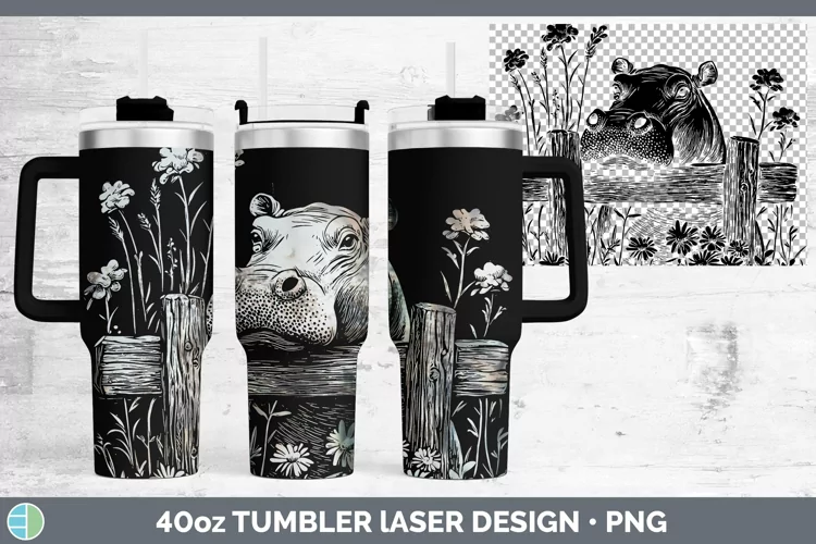 Cottage Safari Hippo Laser 40oz Tumbler Sublimation Tumbler