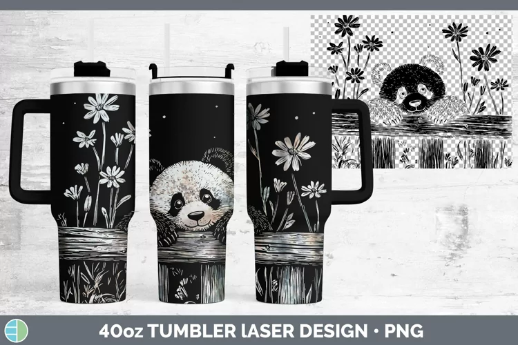 Cottage Safari Panda Bear Laser 40oz Tumbler Sublimation Tum
