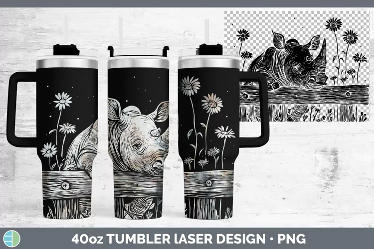 Cottage Safari Rhino Laser 40oz Tumbler Sublimation Tumbler