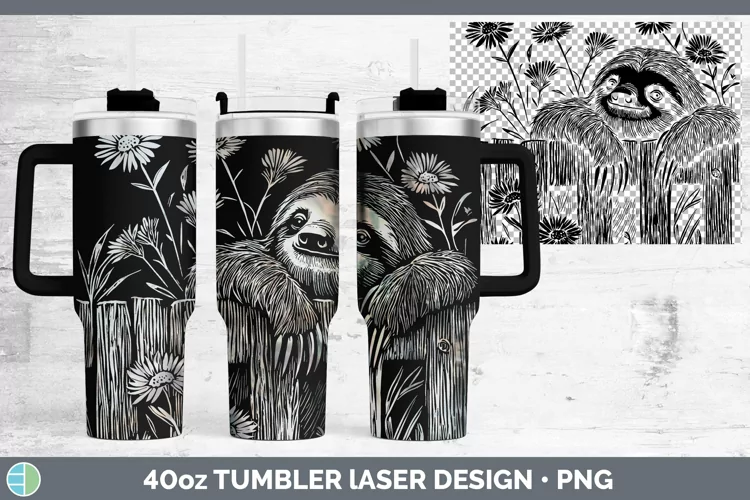 Cottage Safari Sloth Laser 40oz Tumbler Sublimation Tumbler