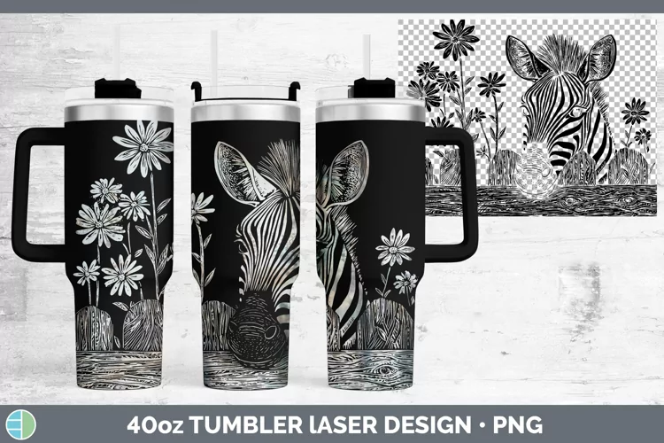 Cottage Safari Zebra Laser 40oz Tumbler Sublimation Tumbler