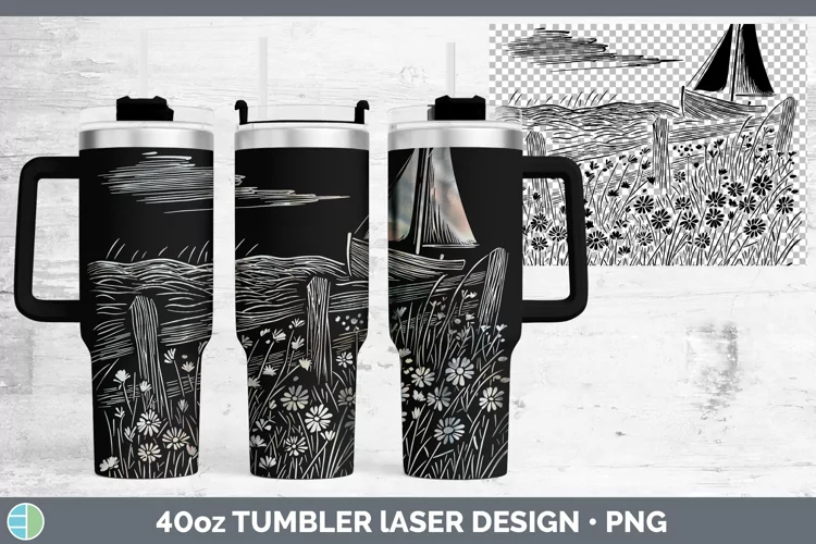 Cottage Sail Boat Laser 40oz Tumbler Sublimation Tumbler Des