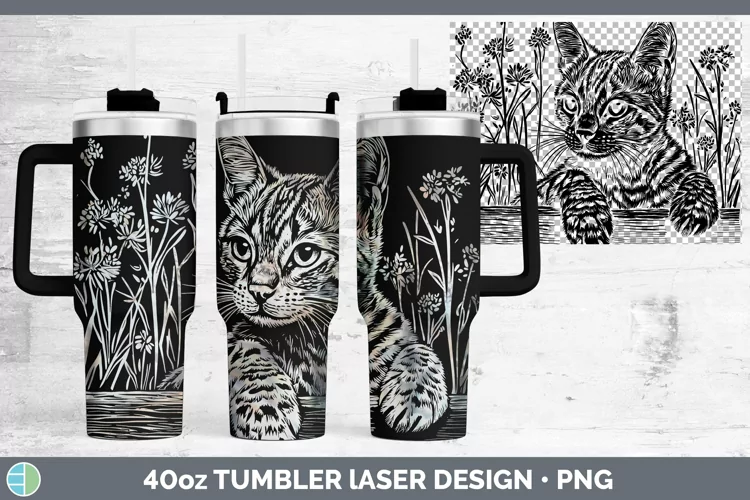 Cottage Savannah Cat Laser 40oz Tumbler Sublimation Tumbler