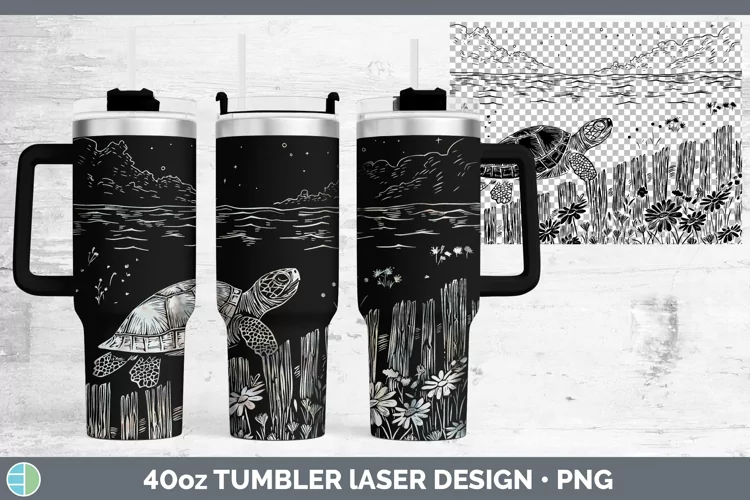 Cottage Sea Turtle Laser 40oz Tumbler Sublimation Tumbler De