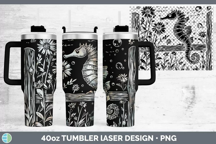 Cottage Seahorse Laser 40oz Tumbler Sublimation Tumbler Desi