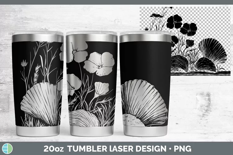 Cottage Seashell Laser 20oz Tumbler Sublimation Tumbler Desi