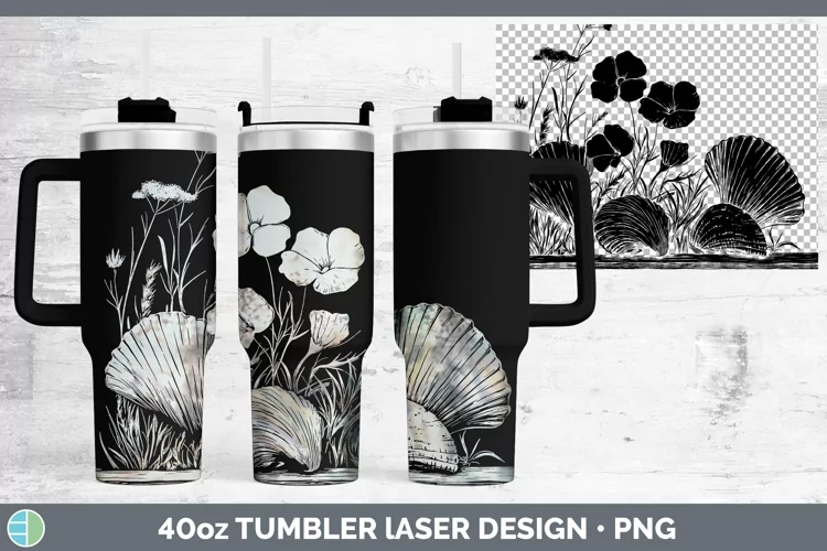 Cottage Seashell Laser 40oz Tumbler Sublimation Tumbler Desi