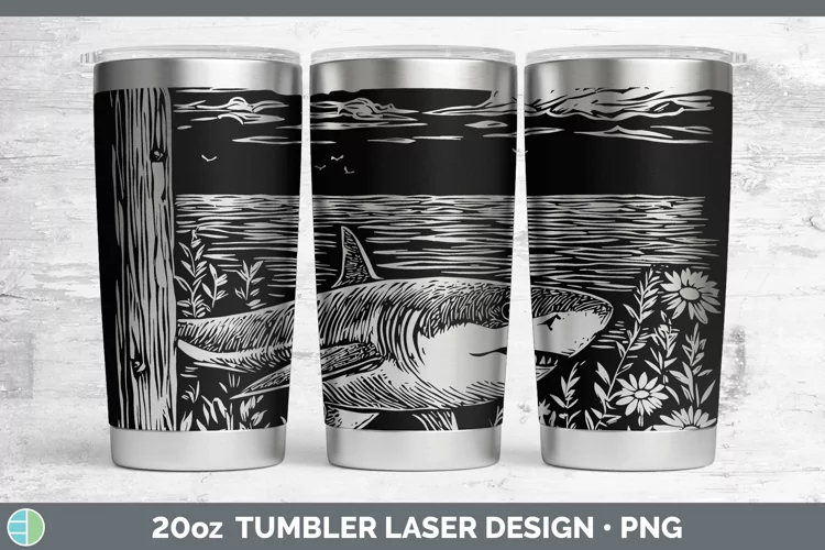 Cottage Shark Laser 20oz Tumbler Sublimation Tumbler Designs