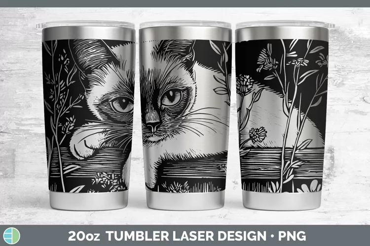 Cottage Siamese Cat Laser 20oz Tumbler Sublimation Tumbler D