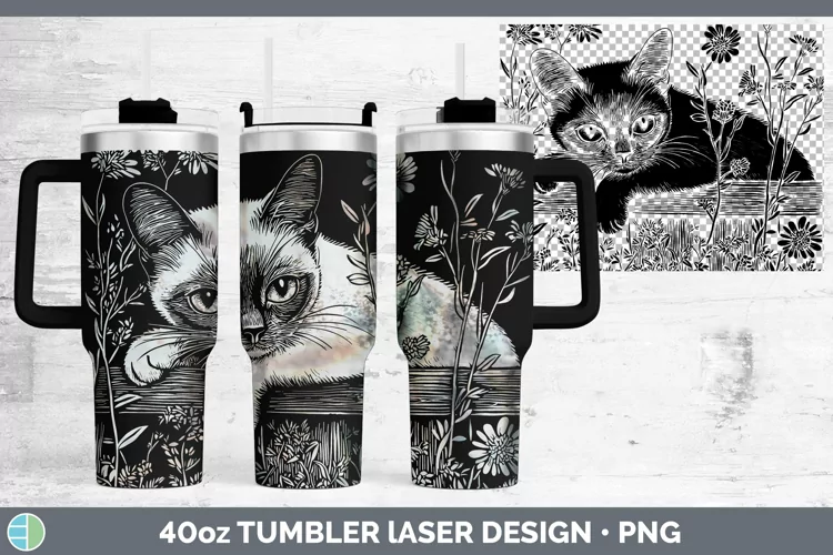 Cottage Siamese Cat Laser 40oz Tumbler Sublimation Tumbler D