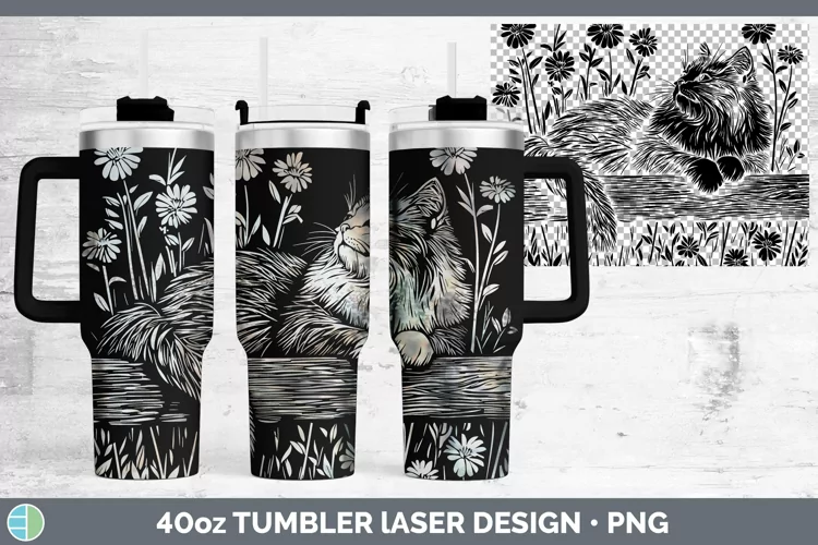 Cottage Siberian Cat Laser 40oz Tumbler Sublimation Tumbler