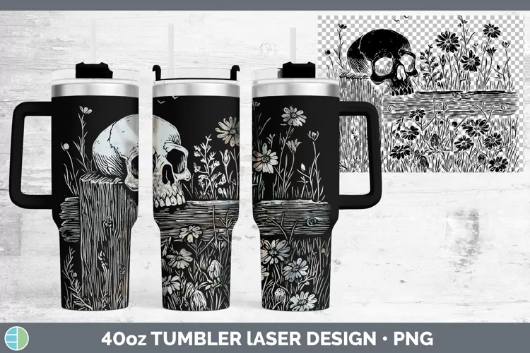 Cottage Skull Laser 40oz Tumbler Sublimation Tumbler Designs