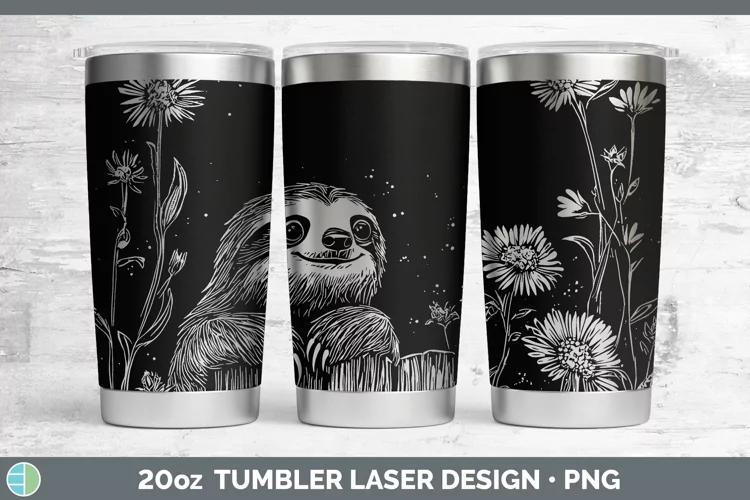 Cottage Sloth Laser 20oz Tumbler Sublimation Tumbler Designs