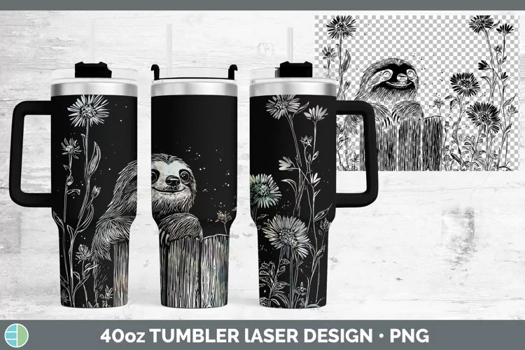 Cottage Sloth Laser 40oz Tumbler Sublimation Tumbler Designs