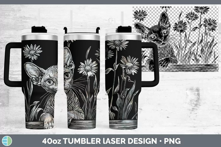 Cottage Sphynx Cat Laser 40oz Tumbler Sublimation Tumbler De