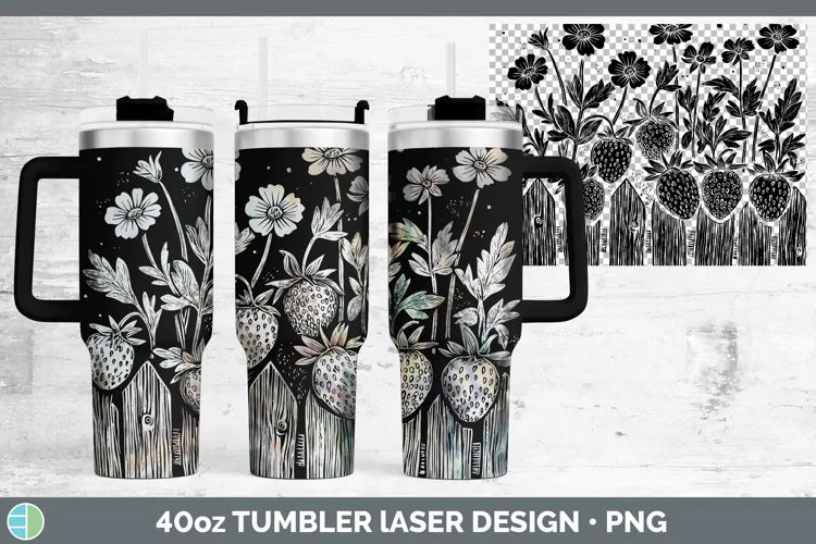 Cottage Strawberry Laser 40oz Tumbler Sublimation Tumbler De