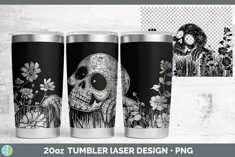 Cottage Sugar Skull Laser 20oz Tumbler Sublimation Tumbler D