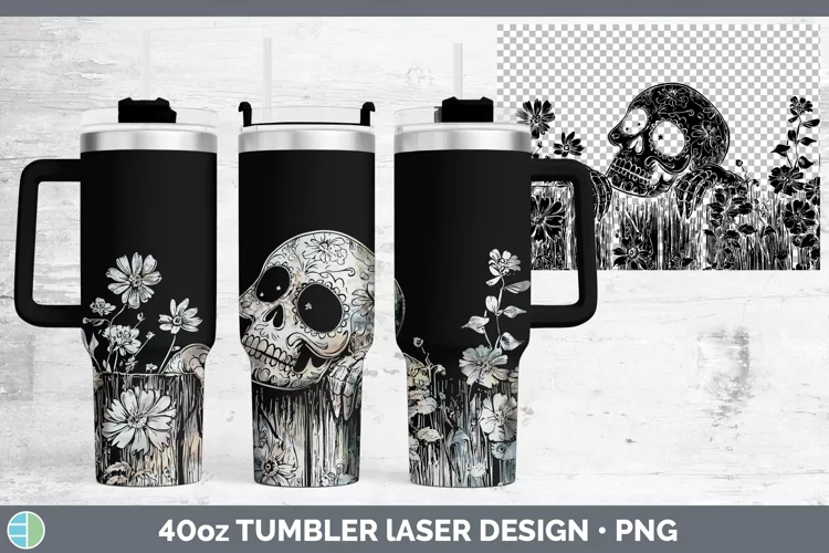 Cottage Sugar Skull Laser 40oz Tumbler Sublimation Tumbler D