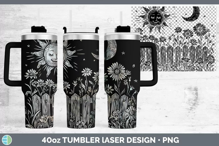 Cottage Sun and Moon Laser 40oz Tumbler Sublimation Tumbler