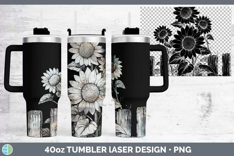 Cottage Sunflower Laser 40oz Tumbler Sublimation Tumbler Des