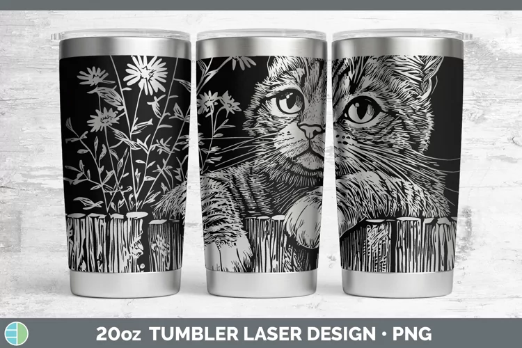 Cottage Tabby Cat Laser 20oz Tumbler Sublimation Tumbler Des