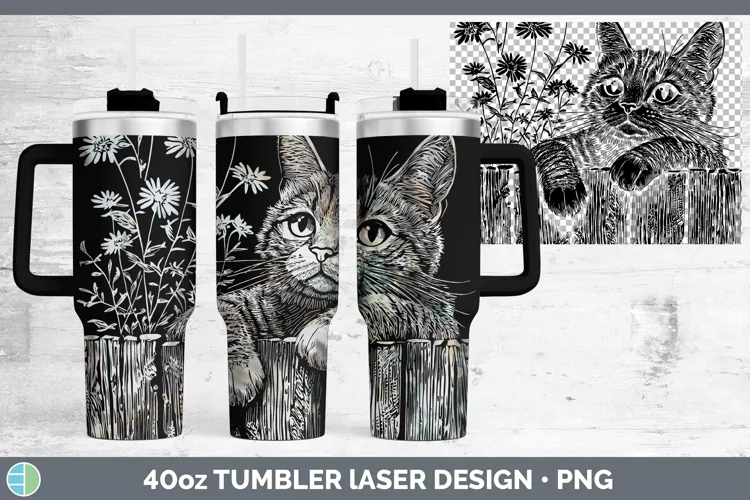 Cottage Tabby Cat Laser 40oz Tumbler Sublimation Tumbler Des
