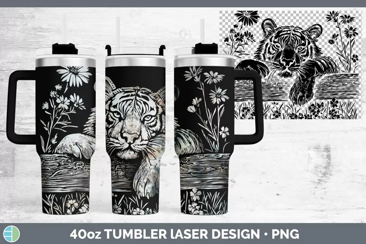 Cottage Tiger Laser 40oz Tumbler Sublimation Tumbler Designs