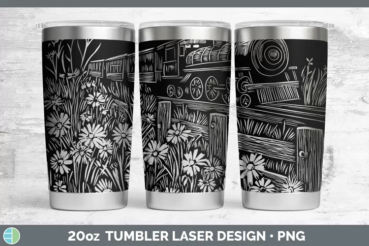 Cottage Train Laser 20oz Tumbler Sublimation Tumbler Designs