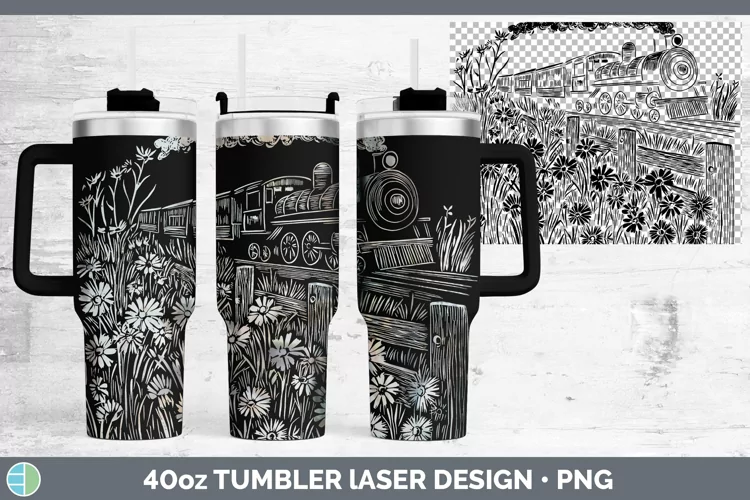 Cottage Train Laser 40oz Tumbler Sublimation Tumbler Designs
