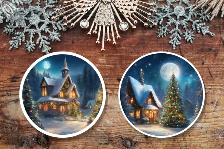 Winter Cottages with Christmas Tree PNG