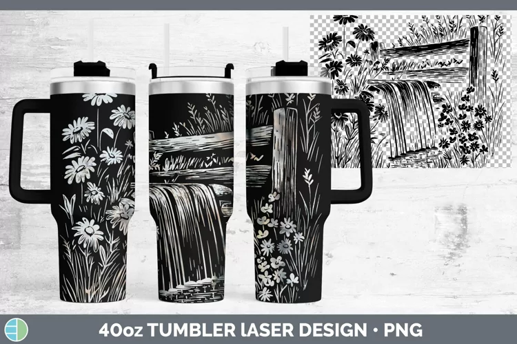 Cottage Waterfall Laser 40oz Tumbler Sublimation Tumbler Des