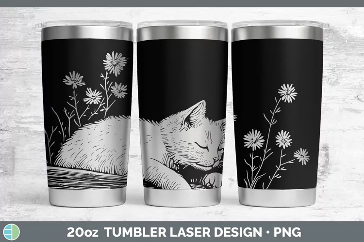 Cottage White Cat Laser 20oz Tumbler Sublimation Tumbler Des