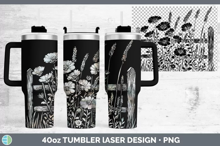 Cottage Wild Flowers Laser 40oz Tumbler Sublimation Tumbler