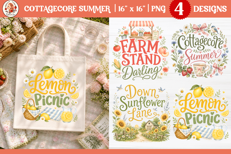 Summer Garden Market Watercolor Sublimation, Tote Bag PNG