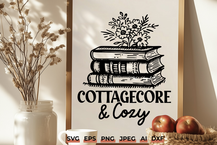 Cottagecore SVG | Cozy Vintage Book Lover Rustic Clipart