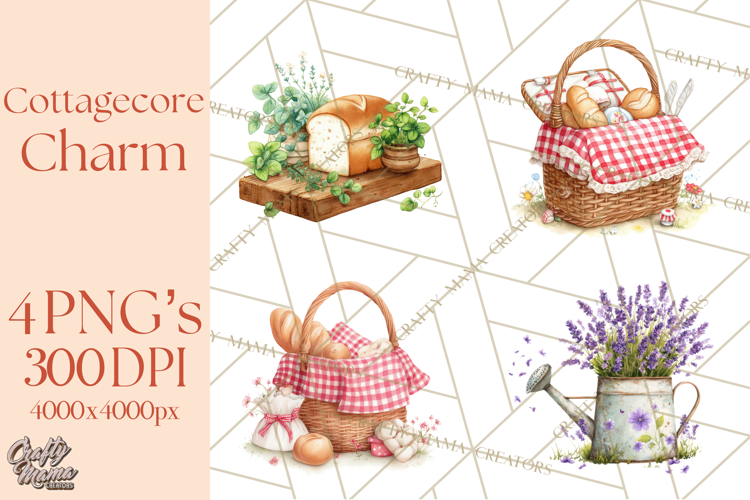 Cottagecore Clipart PNG, Whimsical Aesthetic Cozy Scenes