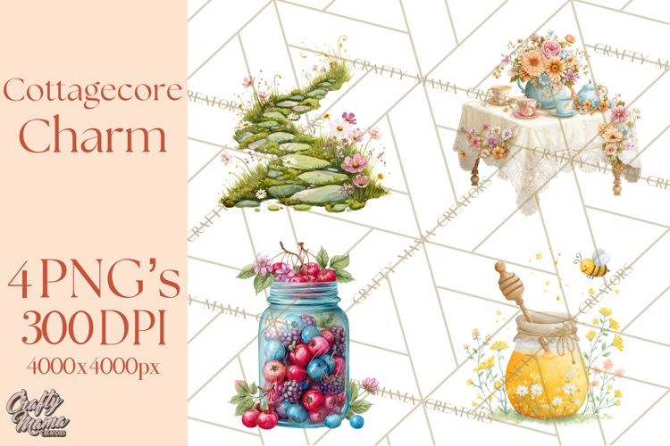 Cottagecore Clipart PNG, Whimsical Aesthetic Cozy Scenes