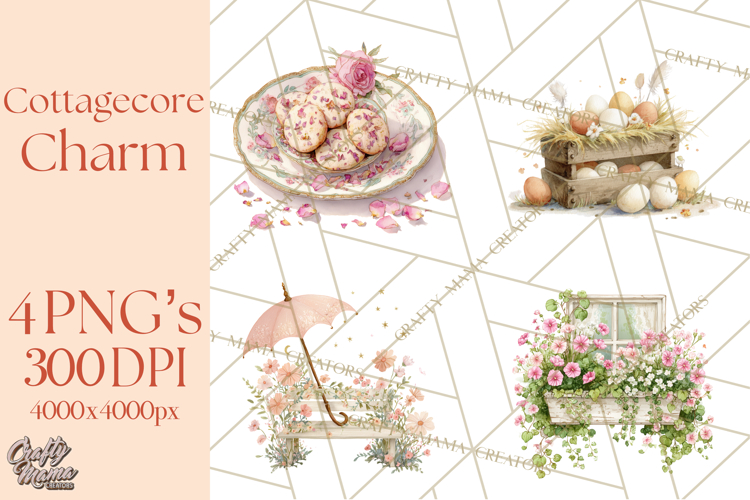 Cottagecore Clipart PNG, Whimsical Aesthetic Cozy Scenes