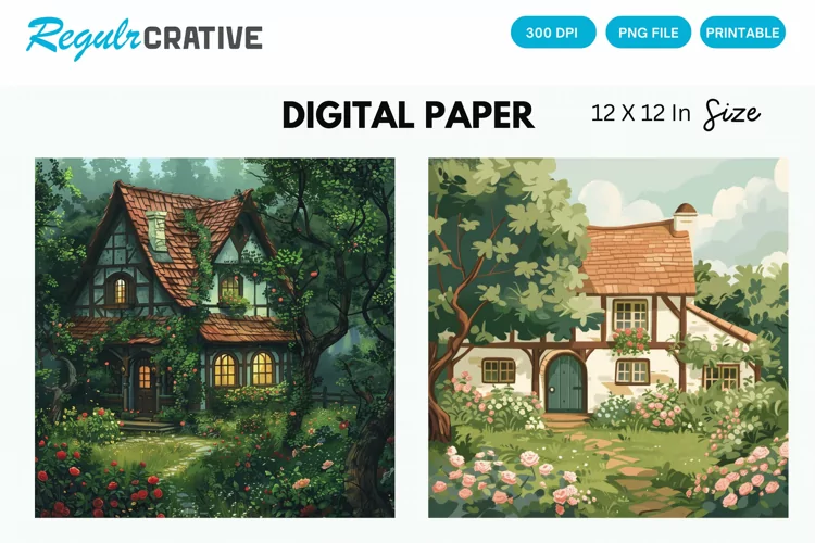 Cottagecore Digital Paper, Cottagecore Background
