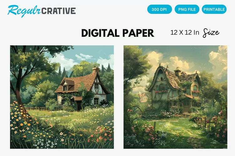 Cottagecore Digital Paper, Cottagecore Background