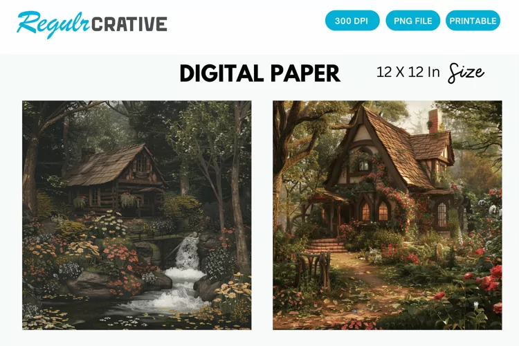 Cottagecore Digital Paper, Cottagecore Background