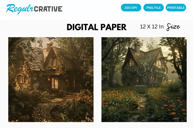 Cottagecore Digital Paper, Cottagecore Background